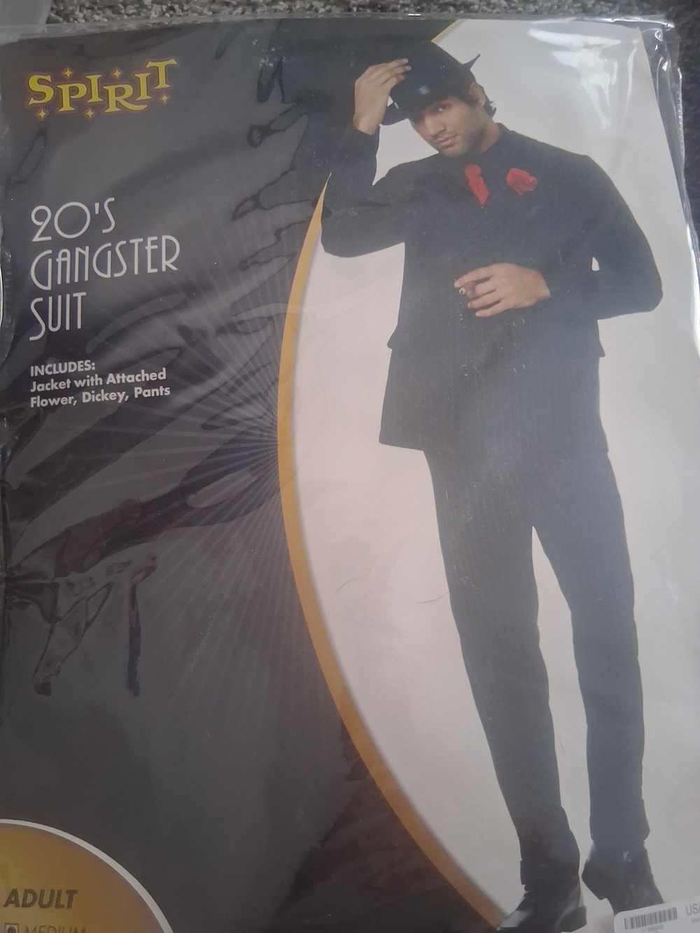 Spirit Black Men's 1920s Gangster Suit with Red Accents
